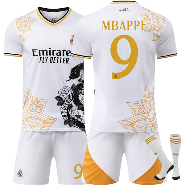 2526 Nya Real Madrid Vit Orm Specialutgåva Fotbollströja Nr 7 Cristiano Ronaldo och andra stjärnors vuxen- & barnset, spräng arenan! NO.9 MBAPPE xs