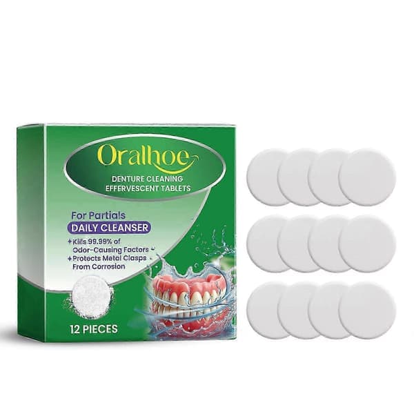 Puhdistustabletti hammasproteeseille Clean Care Fresh Tahranpoisto Hellävarainen hoito Oikomishoidon puhdistustabletti hammasproteeseille A