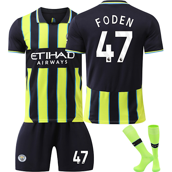 2425 Manchester City borta-tröja nr 9 Haaland, nr 17 De Bruyne och andra fotbollsset för vuxna och barn No.47 FODEN 2XL