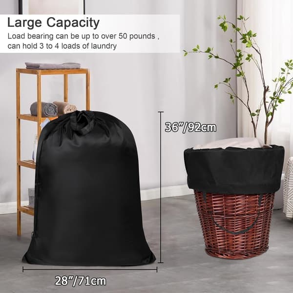 Stor 28x36\" sort vasketøjspose - 130gsm modstandsdygtig snøre-FF