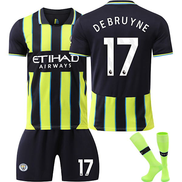 2425 Manchester City borta-tröja nr 9 Haaland, nr 17 De Bruyne och andra fotbollsset för vuxna och barn No.17 DEBRUYNE M