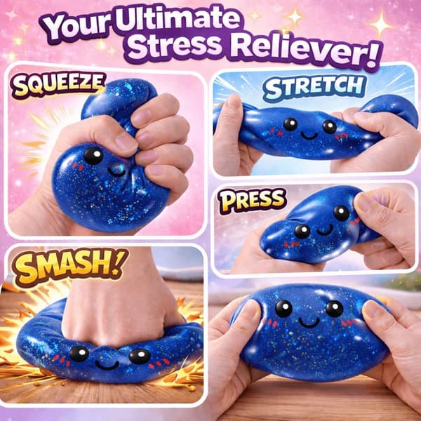 Glitter Dumpling Squishies Mystery Box, Blødt Dumpling Stressaflastende Sanselegetøj til Voksne (Mørkeblå) Dark blue