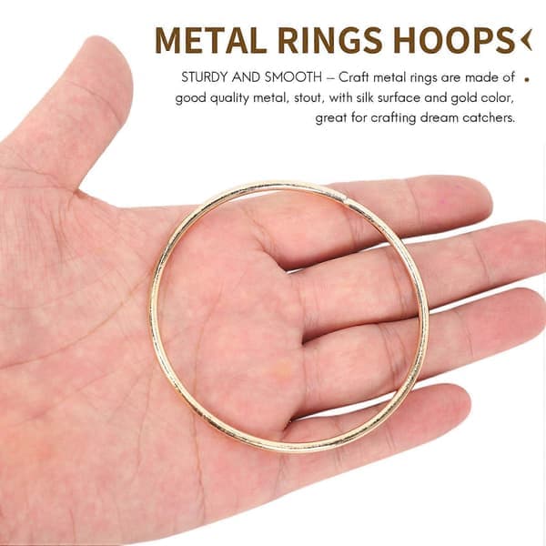 10-pak 7,5 cm guldfarvede drømmefanger metalringe bøjler makrame ring til drømmefangere og håndværk gylden