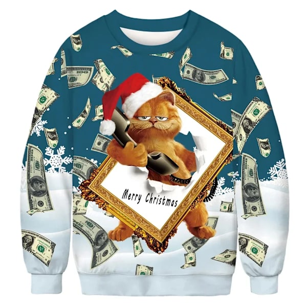 Jultryckt Hoodie för Kvinnor Höst Vinter O-Hals Lös Damtröja Harajuku Casual Långärmad Kvinnlig Daglig Tröja style 10 4XL