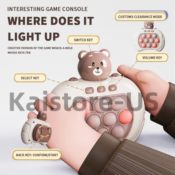 Snabb - Push Bear Pop It-spel - Elektronisk ljusfidgetleksak, stresslindring och hjärnträning för barn och vuxna