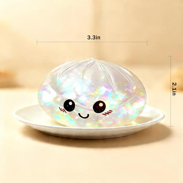 Glitter Dumpling Squishy Legetøj, Blød Strækbar Klemmebold med Damperboks til Børn og Voksne blue