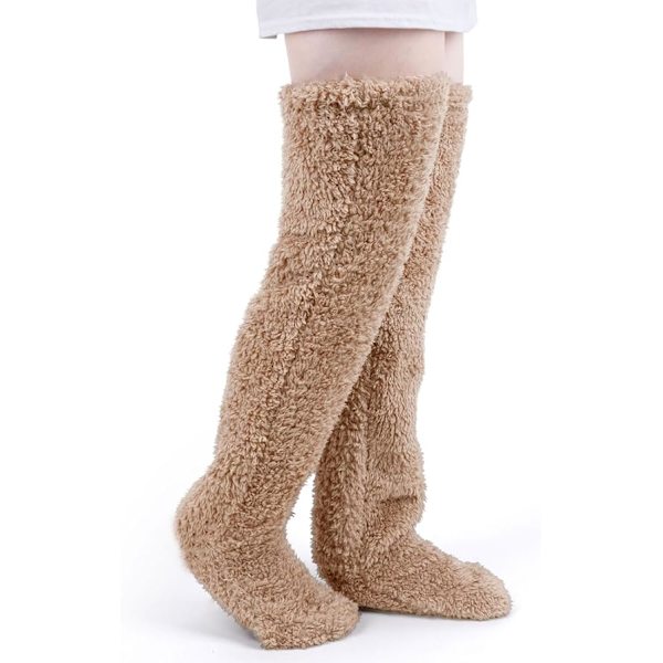 SnugglePaws Socktofflor, damtofflor, söta varma strumpor benvärmare knästrumpor varma tofflor strumpor Brown