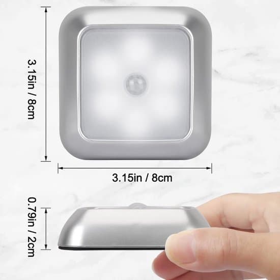 6-pakning LED-lys med bevegelsessensor - Varmhvit - Batteridrevet nattlys - Trådløs sensor - Skapbelysning - Trappebelysning