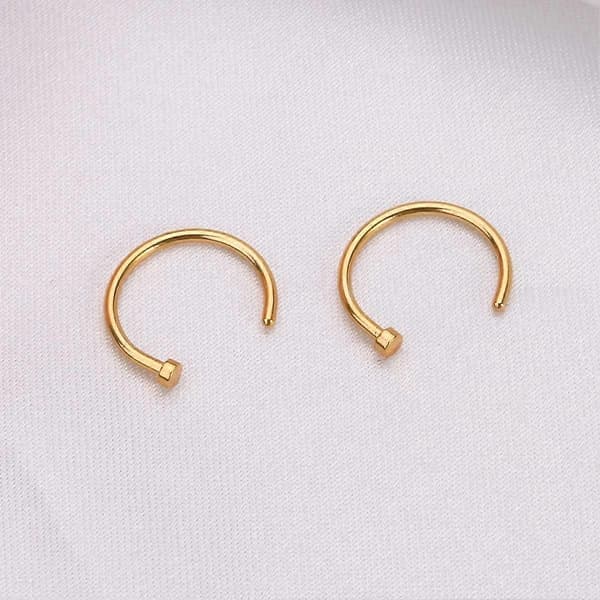 2 stk. Unisex Kirurgisk Stål Hængslet Klikker Segment Næseringe Bøjle Helix Brusk Øreringe Titanium Stål Kropspiercing Stud, Sort Golden