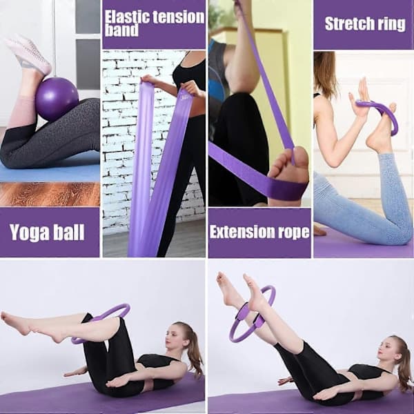 5-pack 14-tums Pilates Ring Set - Magic Circle träningsutrustning för Yoga hemmaträning