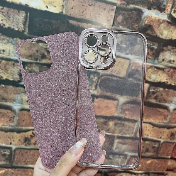 iPhone 12 Pro Glitter Luksus Deksel - Søtt Fleksibelt Plating Deksel, Kamerabeskyttelse, Støtsikkert, Motedesign for Kvinner og Menn Pink standard