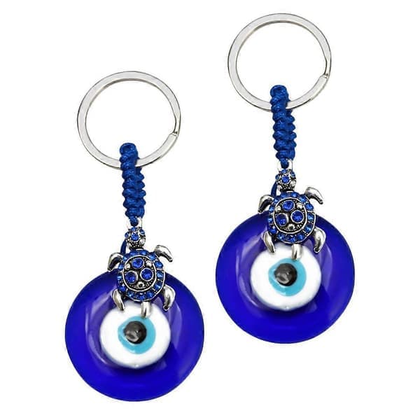 Nøglering Evil Eye Protector Nøglering Modestil Glasmateriale Blandet Farve 9x4 Cm 2 Stk Blandede Farver