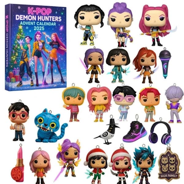 K-pop Demon Hunter Julkalender, 2D Akryl Ornament Hängande Dekorationsset, Anime Tjej Jul Samlarobjekt