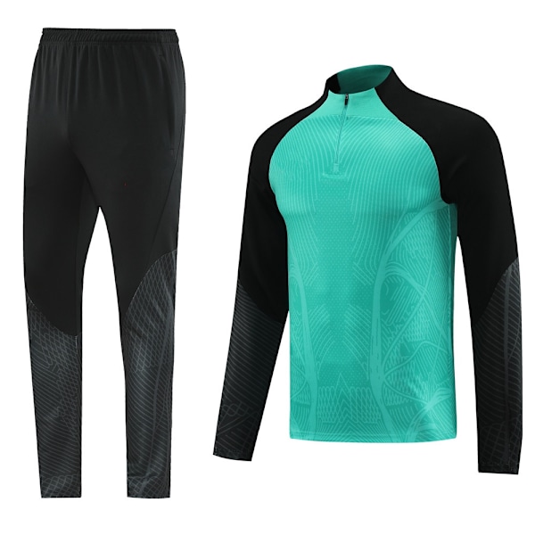 2425 Ny Fotbollsträningsdräkt Set, Vuxen Långärmad Halv Zip Design, Perfekt Present till Pojkar Green M