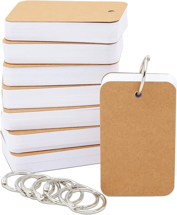 Tomma Flashcards - Memokort med Ringar - Bärbara Mini Studiekort - Kraftig 250 GSM Index - Set om 8