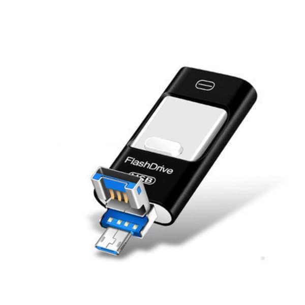 Photo Stick til iPhone – MFi-certificeret ekstern lagerplads Flash Drive, højhastigheds USB-hukommelse med multi-interface, Plug & Play 64GB Sort Black 64GB