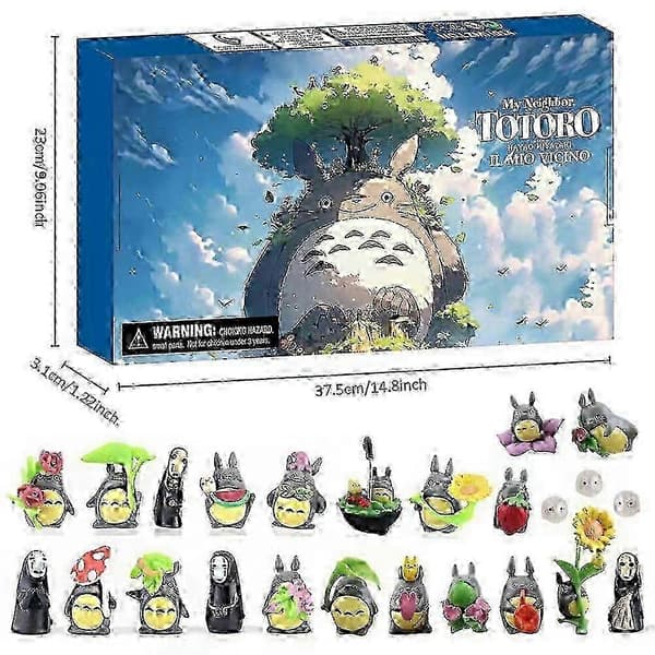 Totoro Figurer Julekalender - 24 Dage Jule Nedtælling Blind Boks Overraskelsesgave til Børn