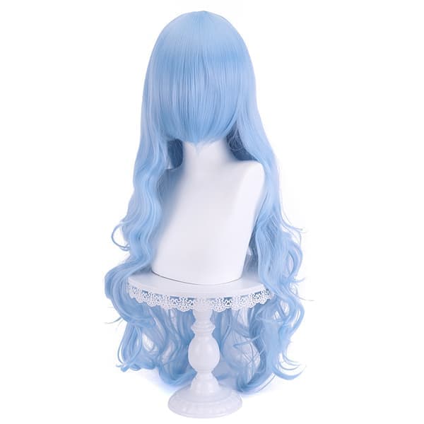 1 st 100 cm peruk långt vågigt lockigt hår cosplay peruk och perukmössa (blå)