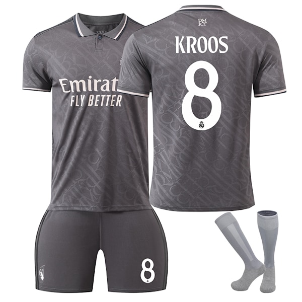 2425 Real Madrid Second Away Fotbollströja Nr. 7 Ronaldo, Nr. 5 Bellingham, Nr. 9 Mbappe och andra vuxna och barns fotbollströjeset No.8 KROOS L