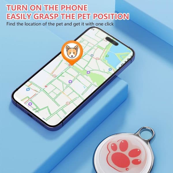 GPS Tracker til katte og hunde, realtidstracking, vandtæt halsbånd, ingen månedlige gebyrer