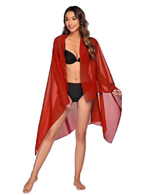 Strandsarong Pareo Bikini Omlottkjol för Badkläder Röd red