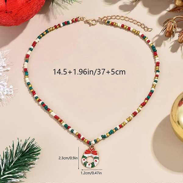 Fargerikt perlekjede Elegant julepynt for kvinner med festlige perleanheng Christmas ring