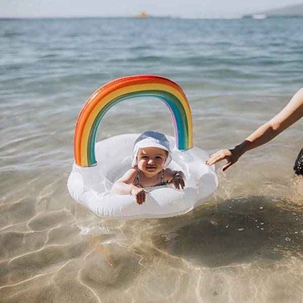 Regnbuefarvet vandflåde, holdbar vinyl pool float til børns sikre og spændende eventyr
