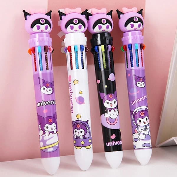 Tecknad Kuromi 10-färgs kulspetspenna Kawaii 0,7 mm Multipenna A1