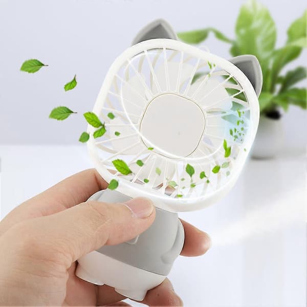 1 stk. Mini håndholdt skrivebordsventilator Aromaterapi Natlampe USB Bærbare kontor køleventilatorer (Grå)