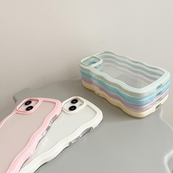 Iphone 17 Mobilskal, Sött Vågigt Transparent Mobilskal [Ljusblå] Ljusblå light blue