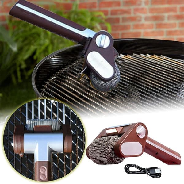 Elektrisk grillrenser i rustfrit stål, hårløs elektrisk grillbørste, genopladelig BBQ-børsterenser