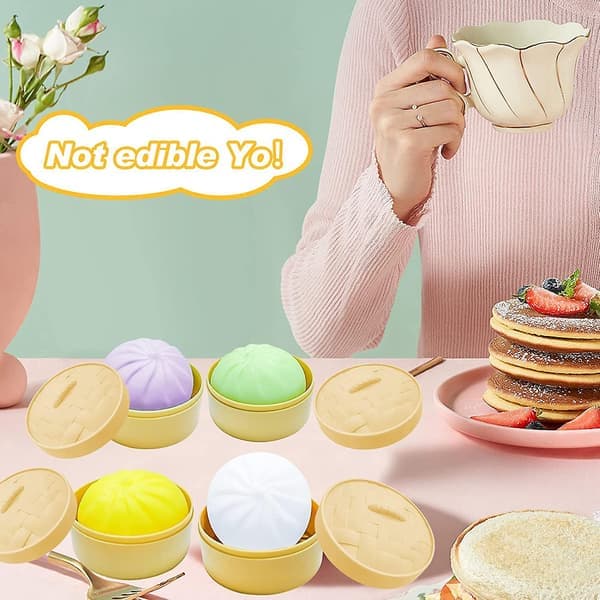4 st Mini Dumpling Squishy, Dumpling Stressboll Fidget Toy Ångad Fylld Bulle Kläm Stressavlastningsleksak, Degbollar Squishy Fidget