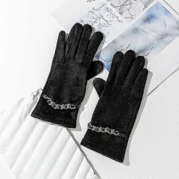 Varme vinterhansker for kvinner, vindtette varme fingerhansker black