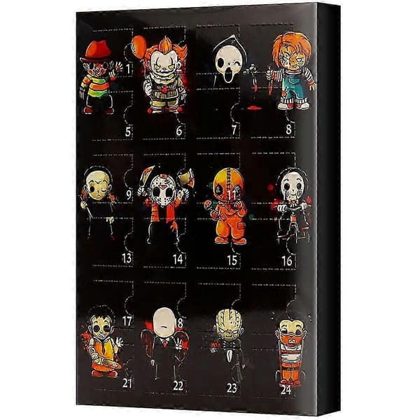Ny Nedtællingsdukke Kalender Blind Box - 24 stk. Horror Night Karakter Ankomst Gave Julekalender E