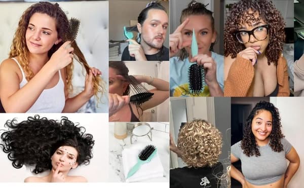 Krølledefinerende børste, vildsvinebørste til krøllet hår, krølle designet til at minimere hårtræk og forhindre sammenfiltring. Styling til kvinder Green
