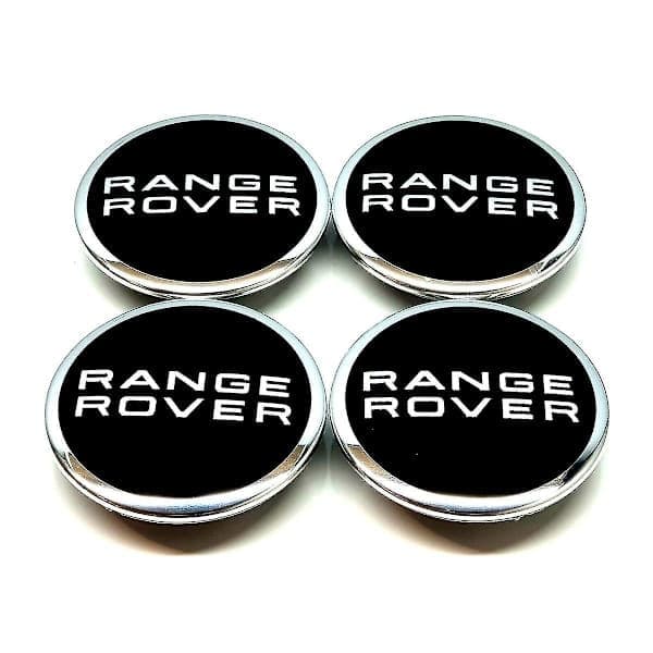 Svarte Range Rover hjulsenterkapsler navmerker 63mm 4 stk for Evoque Defender Discovery Sport Vela