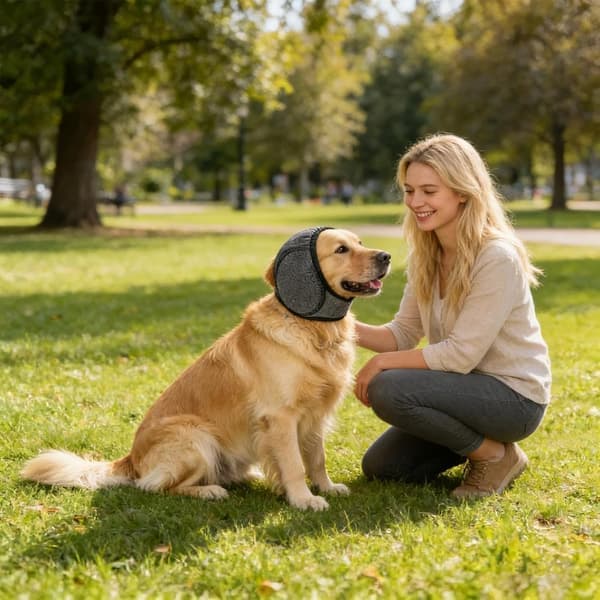 Høreværn til hunde - Lydabsorberende høreværn til kæledyr, hundetrimmer grå M