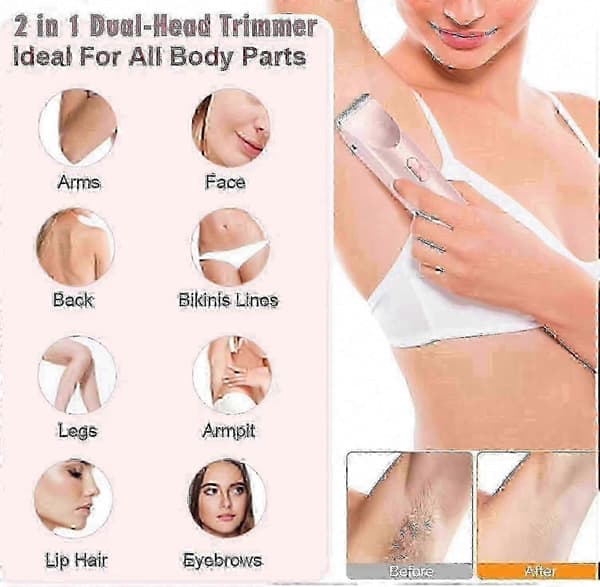 Dermave bikinikarvapoistolaite naisille, 2-in-1 märkä- ja kuivakäyttöinen sähköinen bikinikarvapoistolaite kaksoispäillä