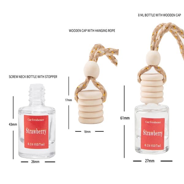 Hængende bilduftflaske, 8 ml bildiffuser med reb, langtidsholdbar aromaterapi parfume til interiør, hjem og kontor slik Candy corn
