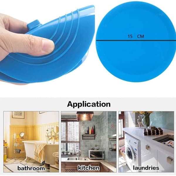 Badekarpropper Silikone Vaskeprop Køkkenvaskprop 15 CM Diameter til Køkken, Badeværelse og Vaskerum Universal Afløbsprop (2 stk, blå)