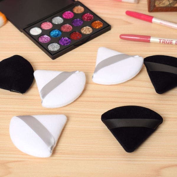 6 stk. trekantede makeupsvampe pudderkvast vaskbare makeupsvampe hvid sort
