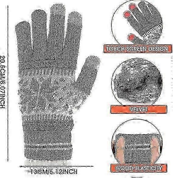 1 Par Vinter Touch Screen Handskar Snöblomma Tryck Vinter Tjocka Stickade Handskar Sms Vantar Varma Pekskärmsvantar
