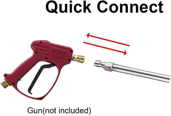 Högtryckstvätt förlängningsrör, 17\" rostfritt stål 1/4\" snabbkoppling elektrisk tvättpistol, 2-pack
