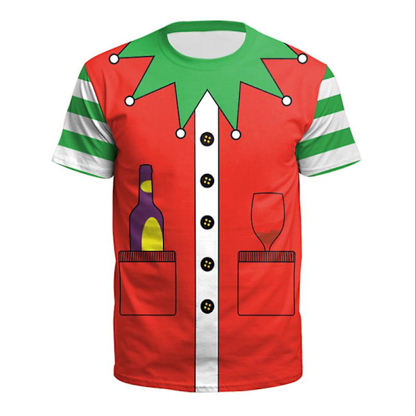 Unisex Joulu 3D-tulostettu lyhythihainen T-paita Joulu uutuus hauska yläosa paita style 6 XL