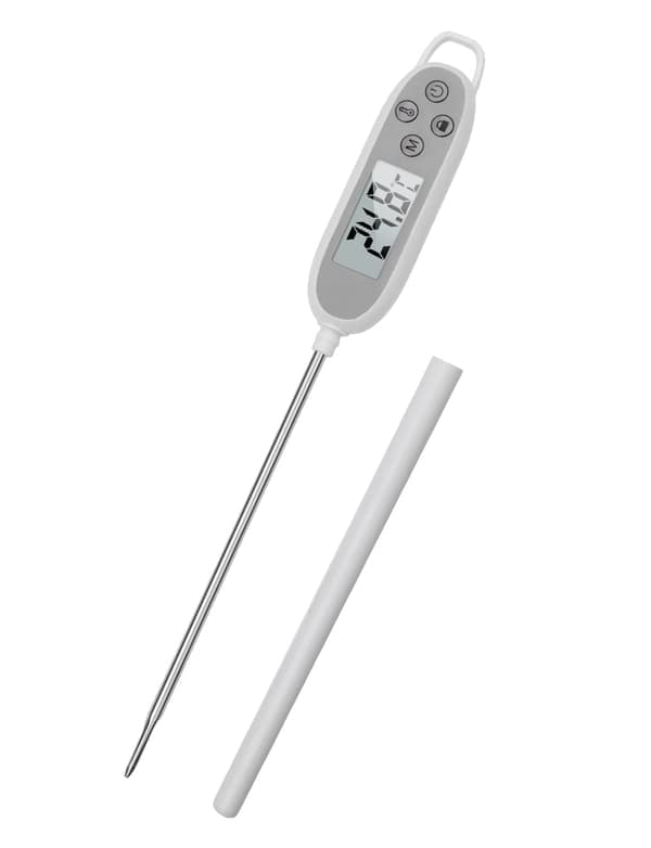 Digitalt kjøtttermometer, mattermometer øyeblikkelig avlesning matlaging IP65 vanntett, 141 mm probetermometer for steking, baking, melk (batteri