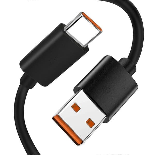 Oplader Opladerkabel Ledning USB-C 1 M Hurtig Opladerkabel til Bluetooth Højttalere og Hovedtelefoner Øretelefoner Sort Orange