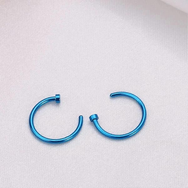 2 stk. Unisex Kirurgisk Stål Hængslet Klikker Segment Næseringe Bøjle Helix Brusk Øreringe Titanium Stål Kropspiercing Stud, Sort Blue