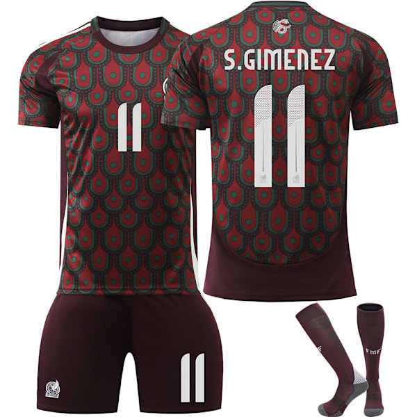 2024 Copa America Mexico landslag fotbollströja set för barn nr 11 Santiago Jimenez No. 11 Santiago Jimenez 18