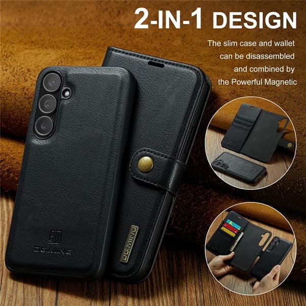 DG MING Samsung S25 FE 2-i-1 Magnet Pung etui - Sort Sort