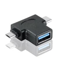 2-pakning OTG-omformer 2-i-1 USB 3.0 til mikro-USB og USB C hann til USB 3.0 hunn til mikro-USB hann